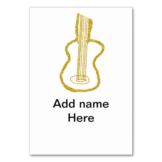 Golden glitter acoustic guitar add name doodle  テーブルナンバー (正面)