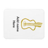 Golden glitter acoustic guitar add name doodle  マグネット (横)