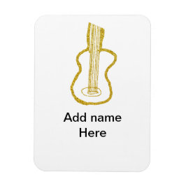Golden glitter acoustic guitar add name doodle  マグネット