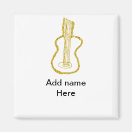 Golden glitter acoustic guitar add name doodle  マグネット