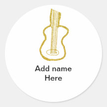 Golden glitter acoustic guitar add name doodle 