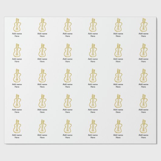 Golden glitter acoustic guitar add name doodle  ラッピングペーパー (フラット)