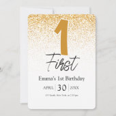 golden glitter baby 1st birthday invitations card シーズンカード (正面)