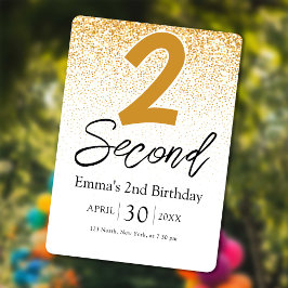 golden glitter baby 2nd birthday invitations card シーズンカード