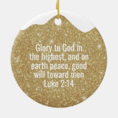 Golden Glitter Christmas Luke Bible Verse ⛪️ 🎄 セラミックオーナメント (裏面)