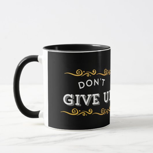 Golden Glitter Don't Give Up Mug - Motivational Gi マグカップ (左)