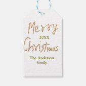 Golden glitter merry christmas add family name yea ギフトタグ (裏面)
