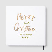 Golden glitter merry christmas add family name yea ゲストブック (裏面)