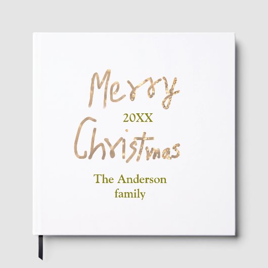 Golden glitter merry christmas add family name yea ゲストブック (正面)