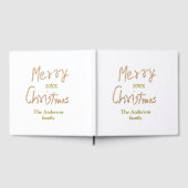 Golden glitter merry christmas add family name yea ゲストブック (全面)