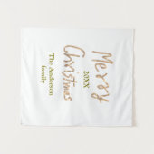 Golden glitter merry christmas add family name yea タペストリー (正面(横))