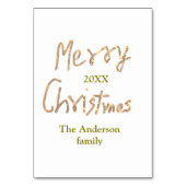 Golden glitter merry christmas add family name yea テーブルナンバー (裏面)