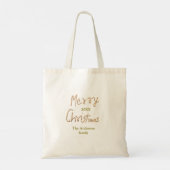 Golden glitter merry christmas add family name yea トートバッグ (裏面)