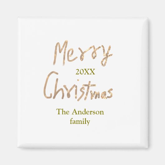 Golden glitter merry christmas add family name yea マグネット (正面)