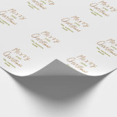 Golden glitter merry christmas add family name yea ラッピングペーパー (角)