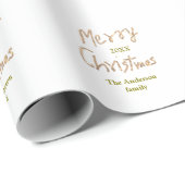 Golden glitter merry christmas add family name yea ラッピングペーパー (ロールコーナー)