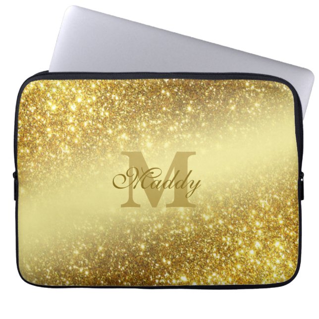 golden glitter personalized  ラップトップスリーブ (正面)