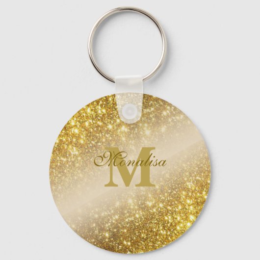 Golden glitter personalized Tote キーホルダー (正面)
