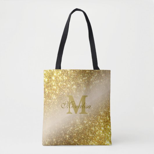 Golden glitter personalized Tote トートバッグ (正面)