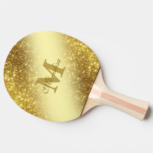 Golden glitter personalized Tote 卓球ラケット (横)