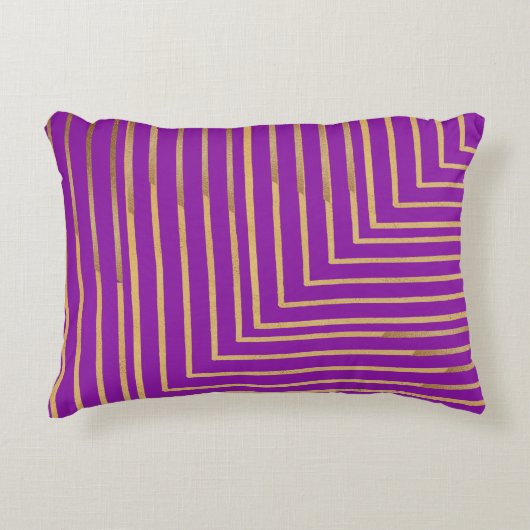 Golden glitter Stripes line art Pattern アクセントクッション (正面)