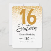 golden glitter sweet 16 birthday invitations card シーズンカード (正面)