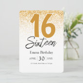 golden glitter sweet 16 birthday invitations card シーズンカード (スタンド正面)
