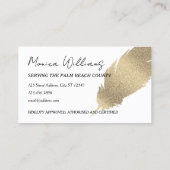 Golden glittery feather pen notary  名刺 (裏面)
