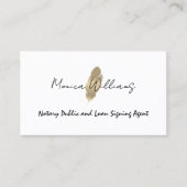 Golden glittery feather pen notary  名刺 (正面)