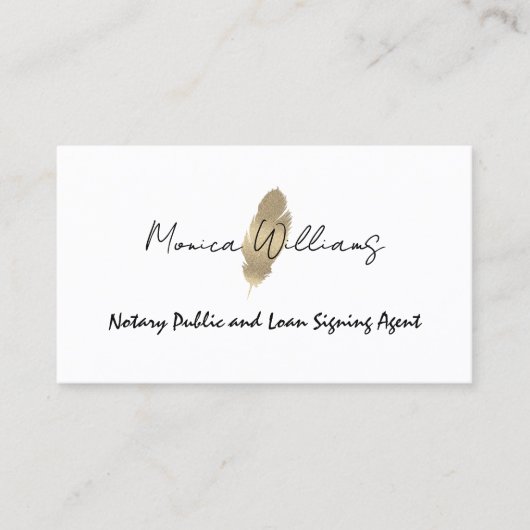 Golden glittery feather pen notary  名刺 (正面)