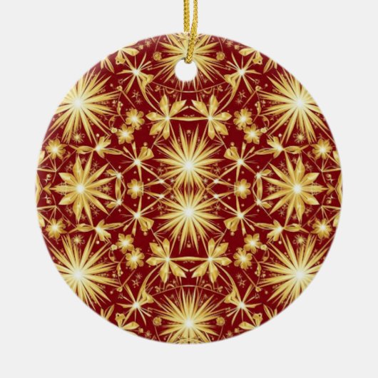 Golden Glory — Starburst Christmas Design セラミックオーナメント (正面)
