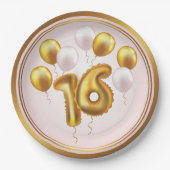 Golden Glow Balloons 16 Party  ペーパープレート (正面)