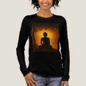 Golden Glow Buddha Meditation - Bodhi Tree Enlight トライブレンドＴシャツ (正面)