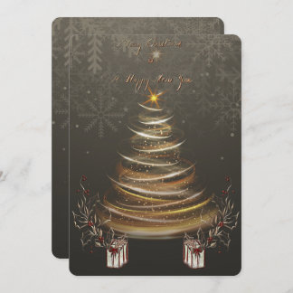 Golden Glow Christmas Holiday Christmas Card  シーズンカード