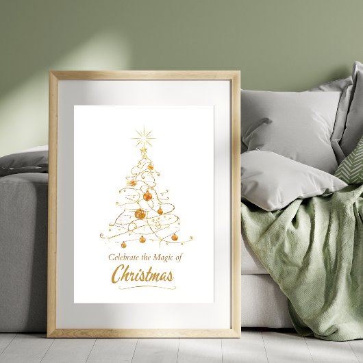 Golden Glow Christmas Tree Poster ポスター