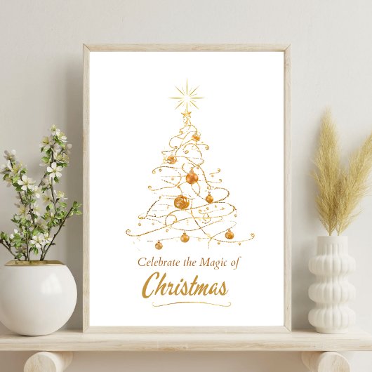 Golden Glow Christmas Tree Poster ポスター