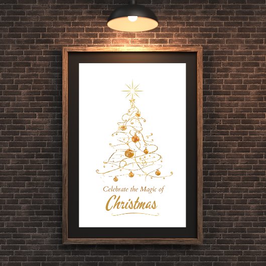 Golden Glow Christmas Tree Poster ポスター