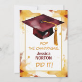 🎓Golden Glow Custom Graduation Announcement 招待状 (正面)
