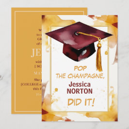 🎓Golden Glow Custom Graduation Announcement 招待状