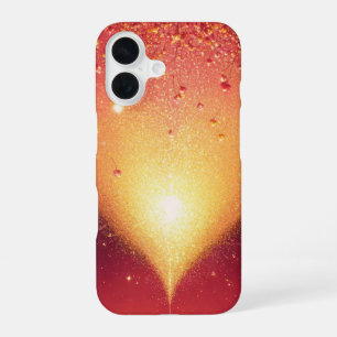 Golden Glow & Heart Romantic Phone Case iPhone 16ケース