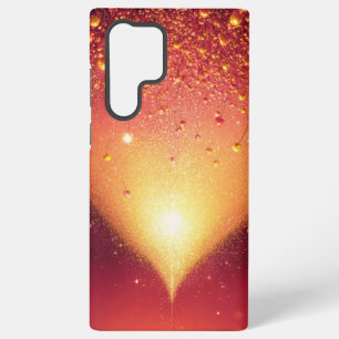 Golden Glow & Heart Romantic Phone Case Samsung Galaxy S22 Ultraケース