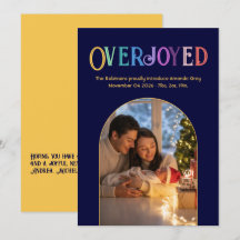 Golden Glow Xmas Baby Birth Announcement Photo