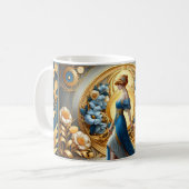 Golden Goddess in Art Nouveau Bloom コーヒーマグカップ (正面左)