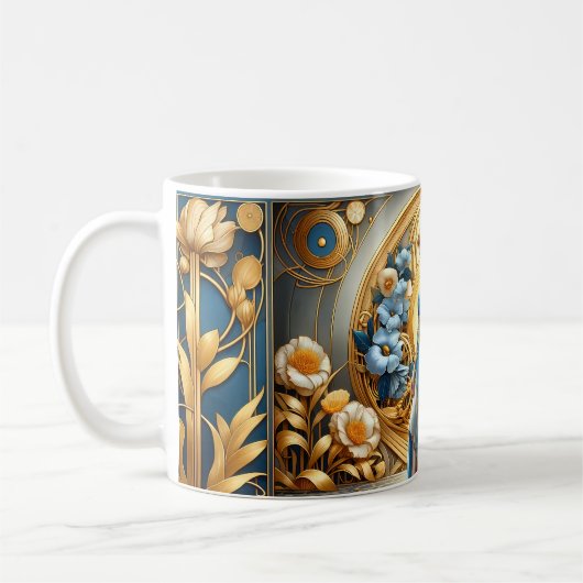 Golden Goddess in Art Nouveau Bloom コーヒーマグカップ (左)