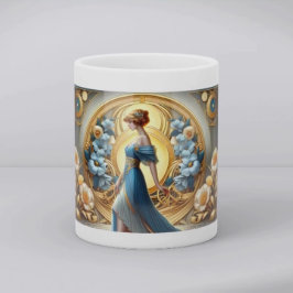 Golden Goddess in Art Nouveau Bloom コーヒーマグカップ