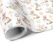 Golden Grace – Watercolor Easter Bunny Seamless ラッピングペーパー (ロールコーナー)