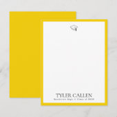 Golden Grad Cap Notecard with Yellow Backer 招待状 (正面/裏面)