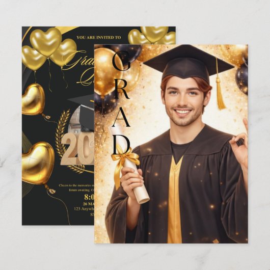 Golden Graduation Celebration 2026 招待状 (正面/裏面)