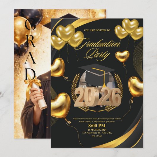 Golden Graduation Celebration 2026 招待状 (正面/裏面)