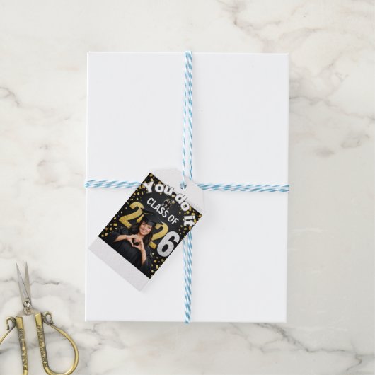 Golden Graduation Celebration Card – Congratulatio ギフトタグ (より糸付き)